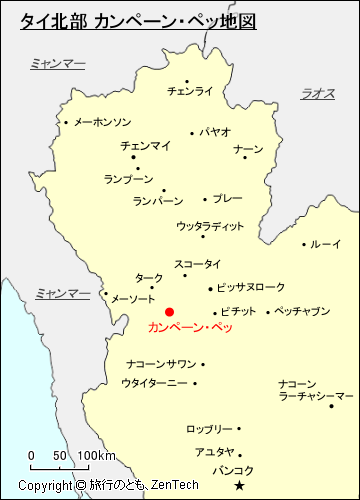 タイ北部 カンペーン・ペッ地図