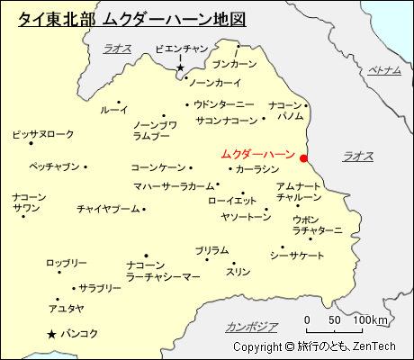 タイ東北部 ムクダーハーン地図