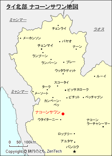タイ北部 ナコーンサワン地図