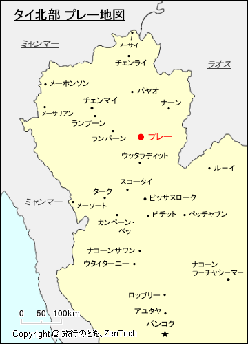 タイ北部 プレー地図