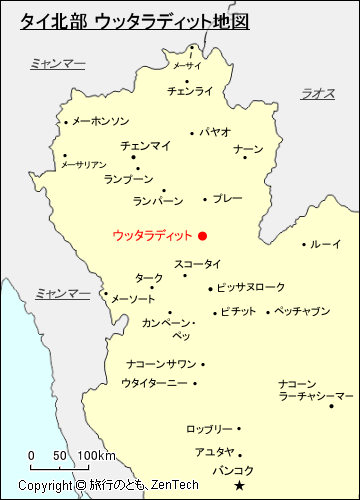 タイ北部 ウッタラディット地図