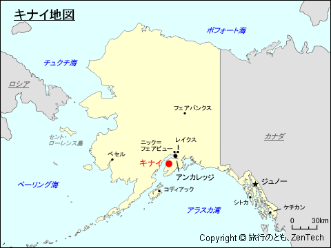 アラスカ州におけるキナイ地図