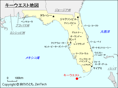フロリダ州キーウェスト地図