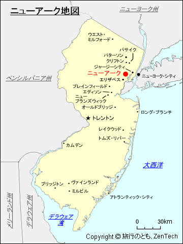 ニュージャージー州ニューアーク地図
