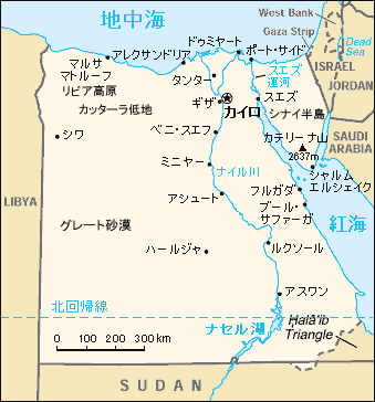 日本語版のエジプト地図
