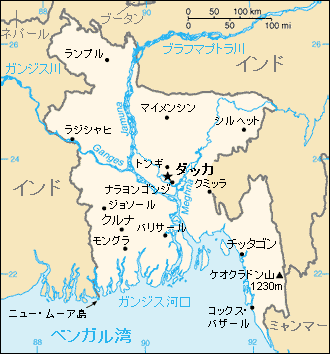 バングラデシュ地図、日本語表記