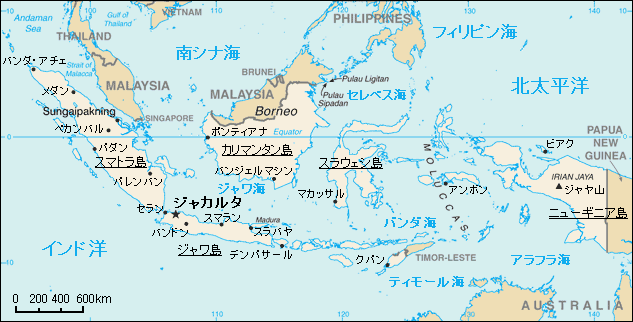 インドネシア地図（日本語表記）