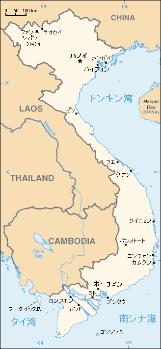 ベトナム地図（日本語表記）