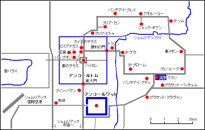 アンコール遺跡群の地図