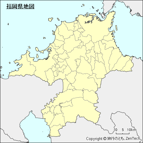 市町村境界線入り福岡県地図