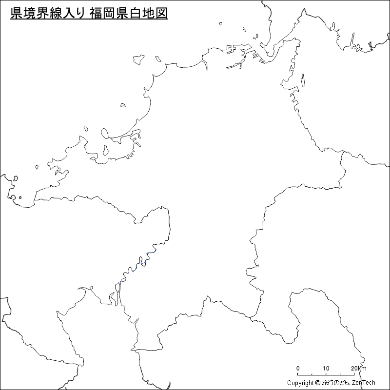 県境界線入り 福岡県白地図