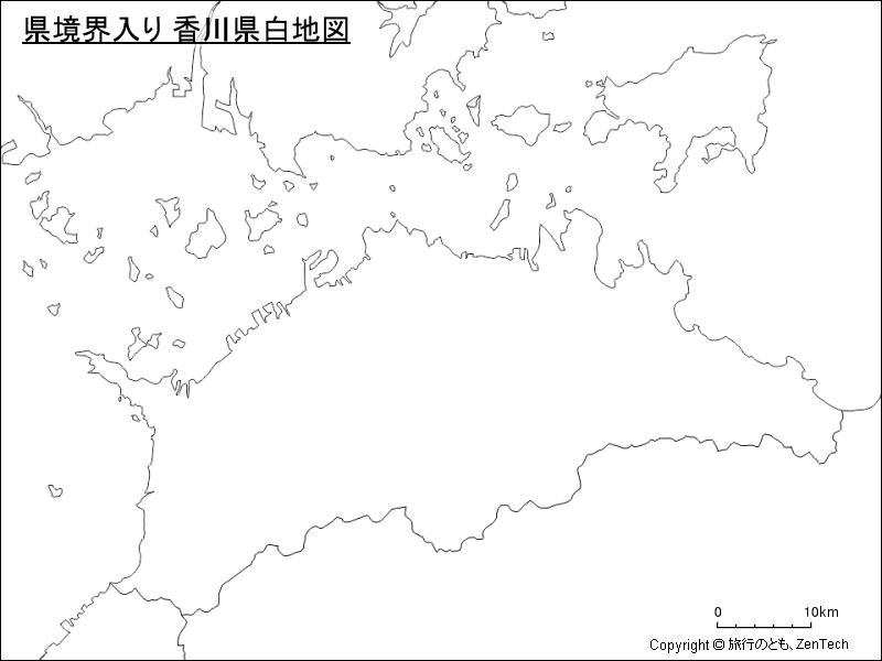 県境界入り 香川県白地図