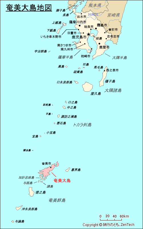 鹿児島県 奄美大島地図