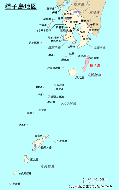 鹿児島県 種子島地図