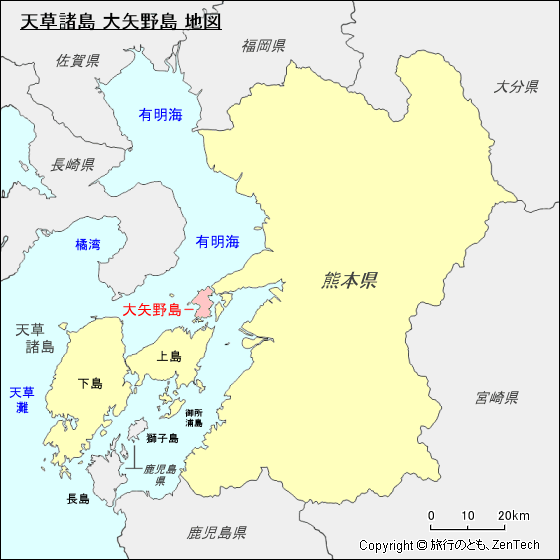 天草諸島大矢野島地図