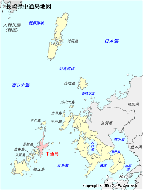 長崎県中通島地図