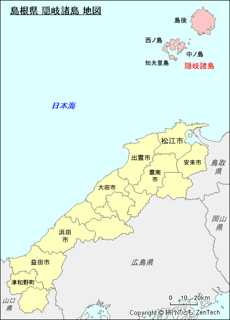 島根県 隠岐諸島 地図