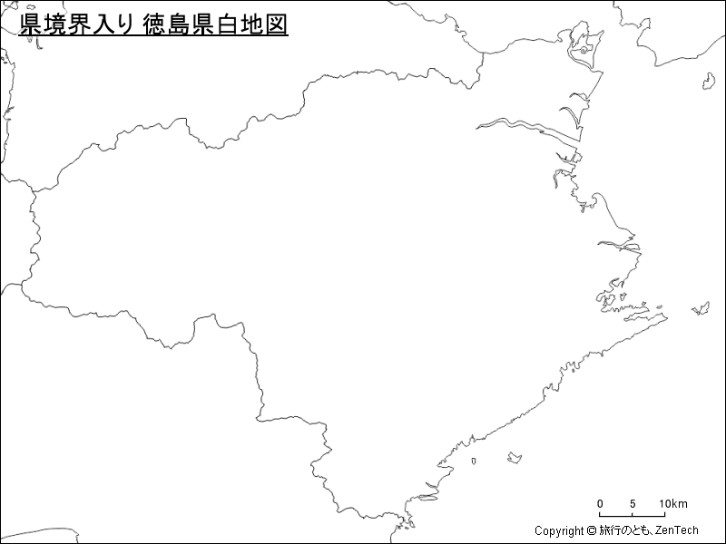 県境界入り 徳島県白地図