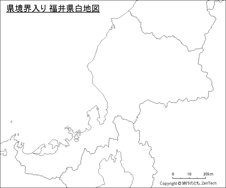 県境界入り 福井県白地図