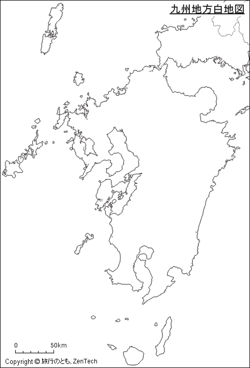 九州地方白地図