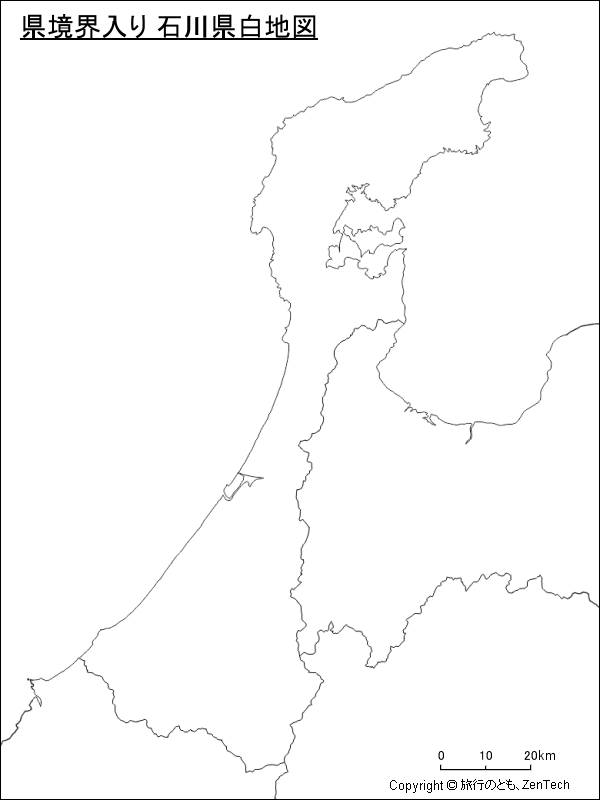 県境界入り 石川県白地図