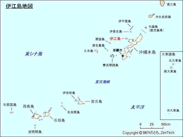 沖縄諸島 伊江島地図