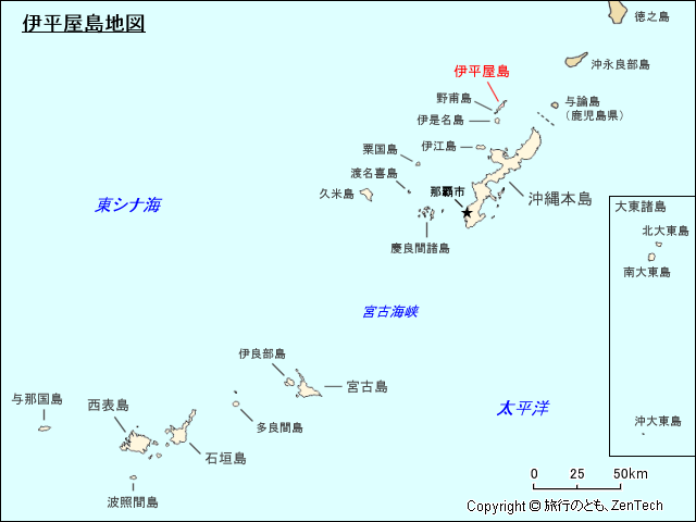 沖縄諸島 伊平屋島地図