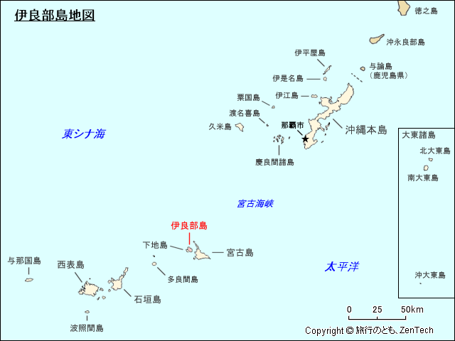 先島諸島宮古列島 伊良部島地図