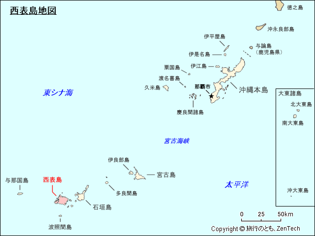 八重山列島西表島地図