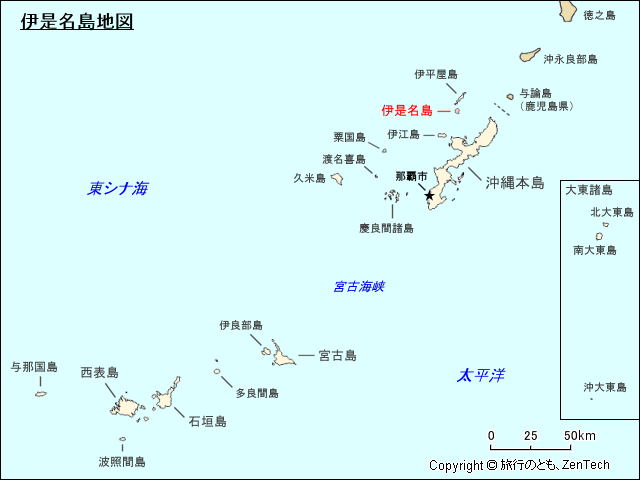 沖縄諸島 伊是名島地図