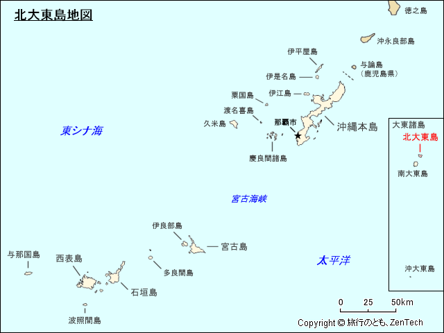 大東諸島 北大東島地図