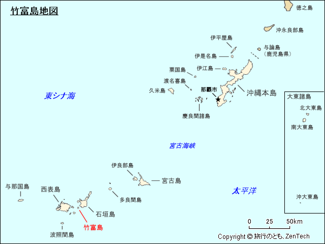 八重山列島竹富島地図