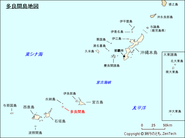 先島諸島宮古列島 多良間島地図