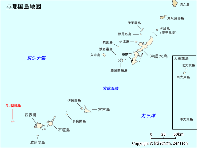 八重山列島与那国島地図