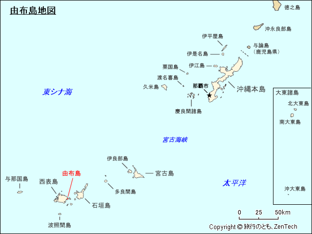 八重山列島由布島地図