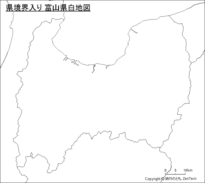 県境界入り 富山県白地図