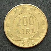 イタリア ２００リラコイン・硬貨 表面