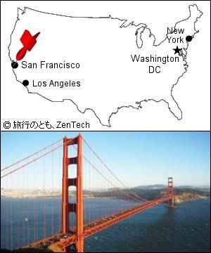 サンフランシスコ地図と金門橋（ゴールデンブリッジ）の写真