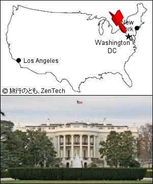 ワシントンDC地図とホワイトハウスの写真