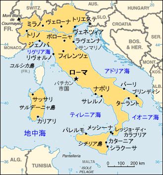 イタリア地図（中サイズ）