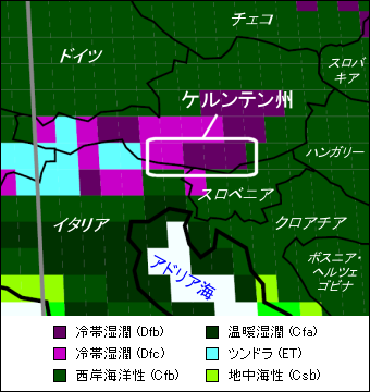 ケルンテン気候区分地図