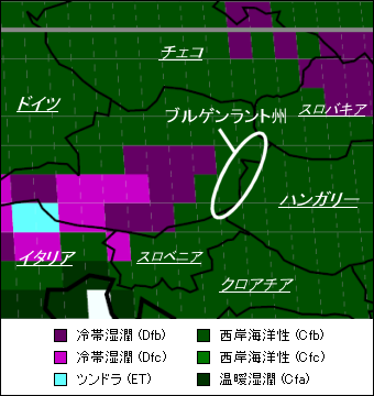 ブルゲンラント州気候区分地図