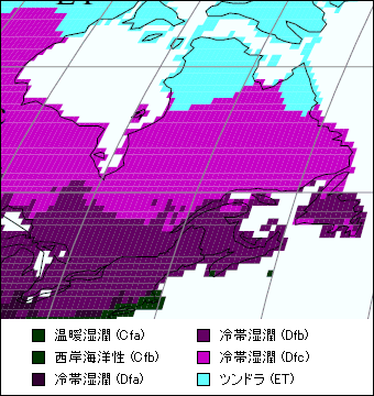 ケベック州気候区分地図