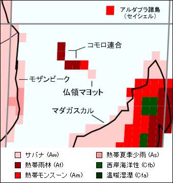 フランス領マヨット気候区分地図