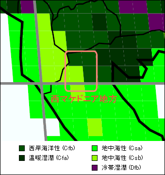 西マケドニア地方 気候区分地図