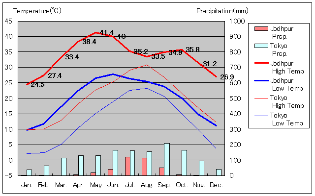 Jodhpur Temperature Graph