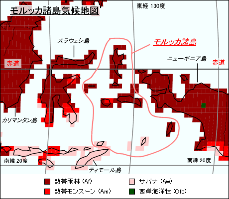 モルッカ諸島気候地図