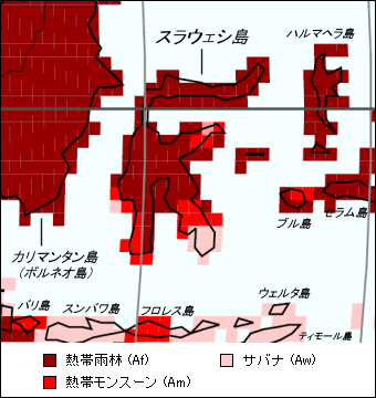 スラウェシ島気候区分地図