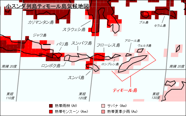 小スンダ列島ティモール島気候地図