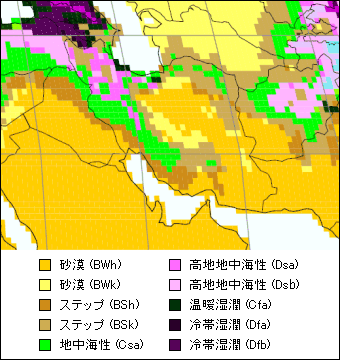 イラン気候区分地図